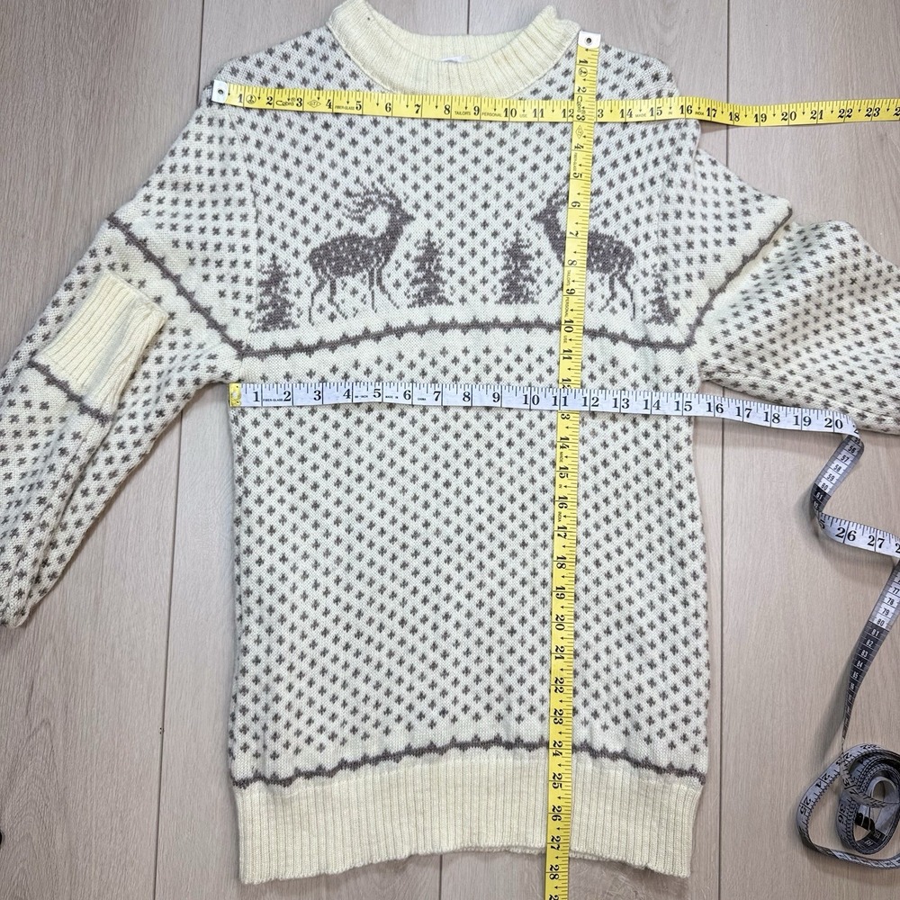 VTG Shetland Knitwear Wool Sweater Womens‎ S Deer Nordic Fair Isle USA Winter - Picture 7 of 8
